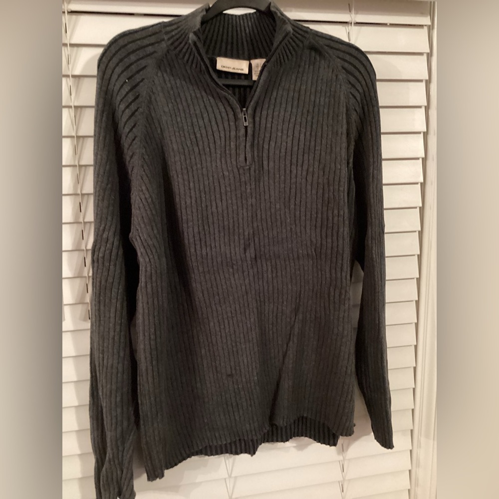 DKNY HalfZip Pullover Sweater Grey XL